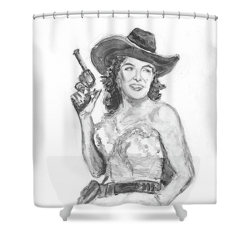 Jane Shower Curtain featuring the painting Jane Russell by Sheila Johns