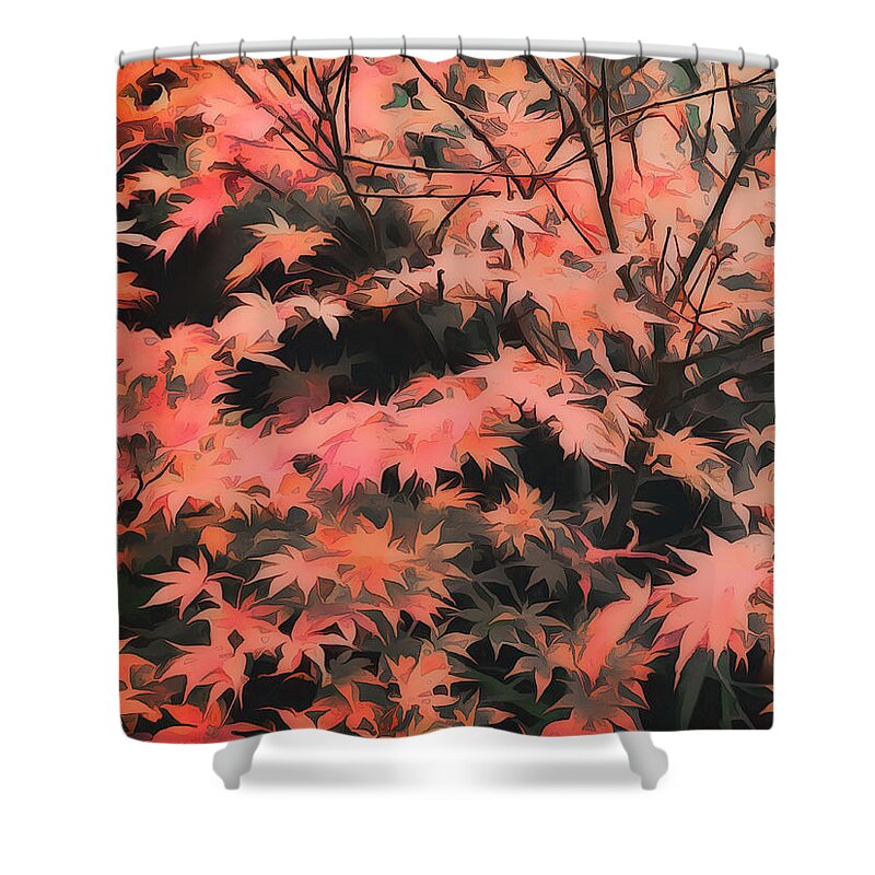 Maple.tree Shower Curtain featuring the digital art Japanese Maple - nature art by Ann Powell