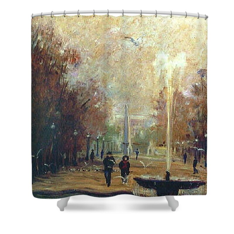 Garden Shower Curtain featuring the painting Jardin des Tuileries by Walter Casaravilla