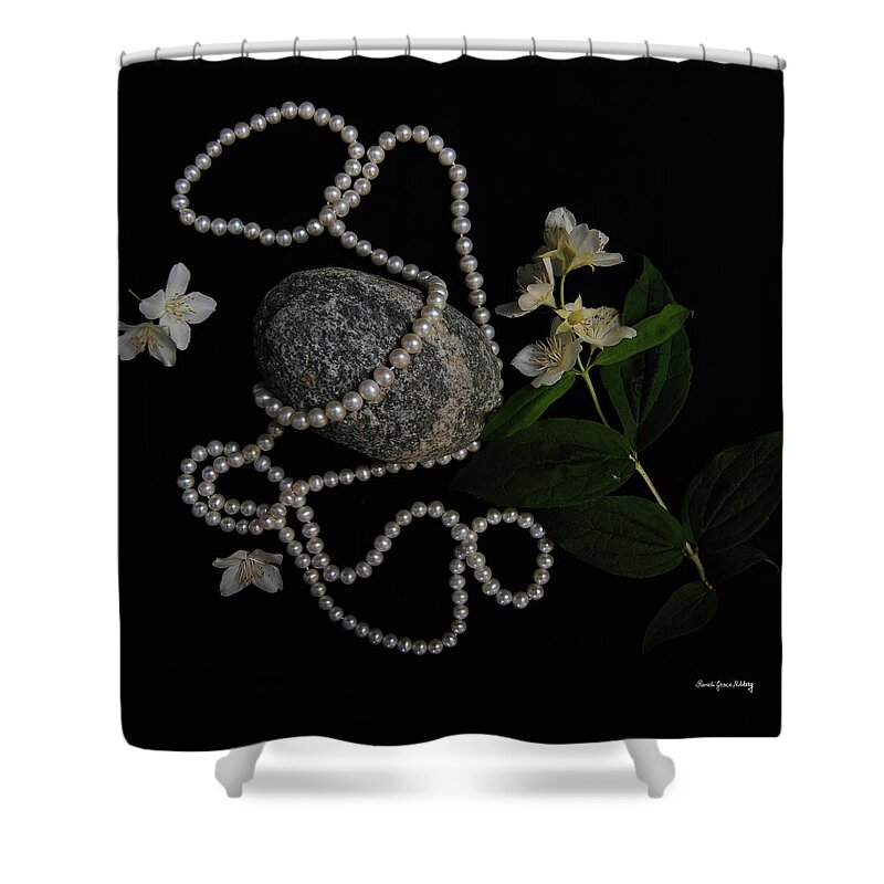 Pearl Shower Curtain featuring the photograph Jasmine and Pearls by Randi Grace Nilsberg