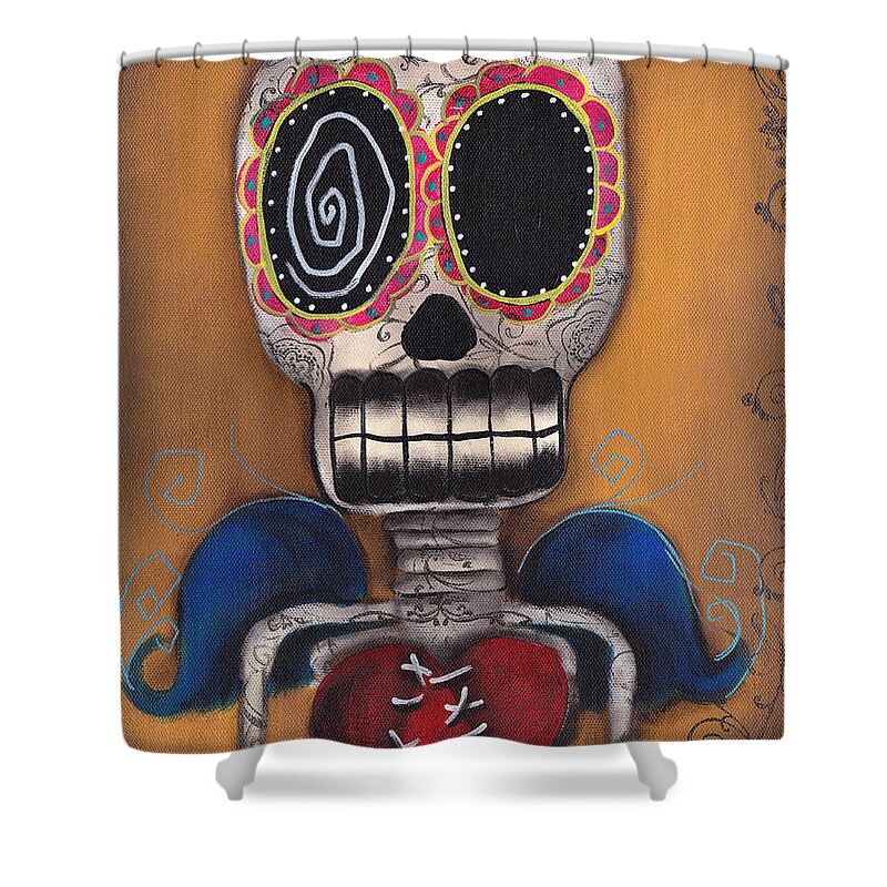 Day Of The Dead Shower Curtain featuring the painting Javier by Abril Andrade