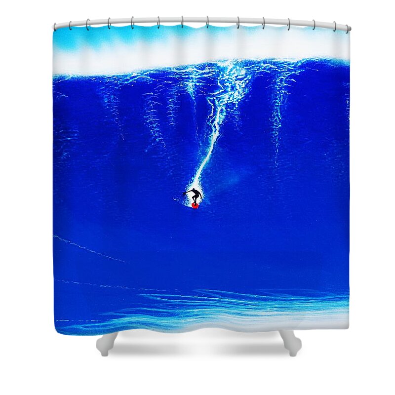 Sports Shower Curtain featuring the painting Jaws at 70 Feet by John Kaelin