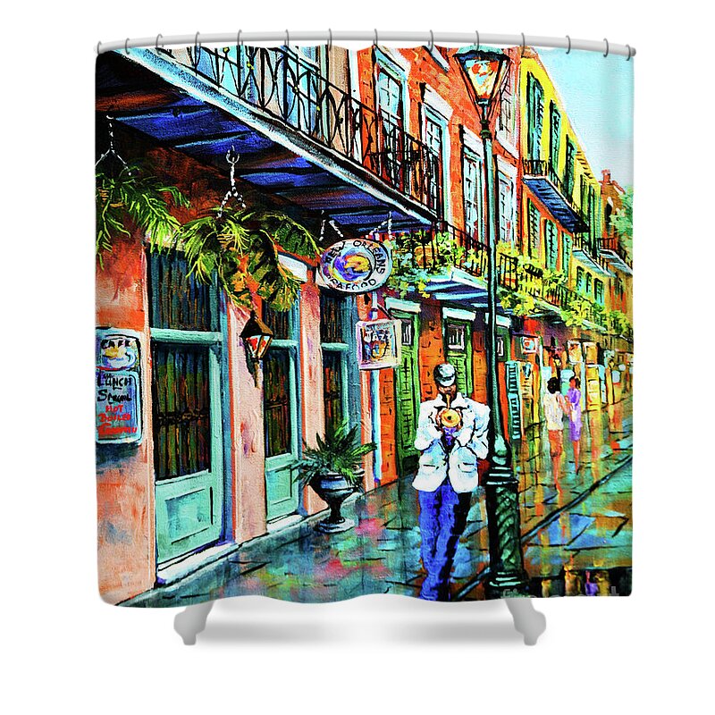 New Orleans Art Shower Curtain featuring the painting Jazz'n by Dianne Parks
