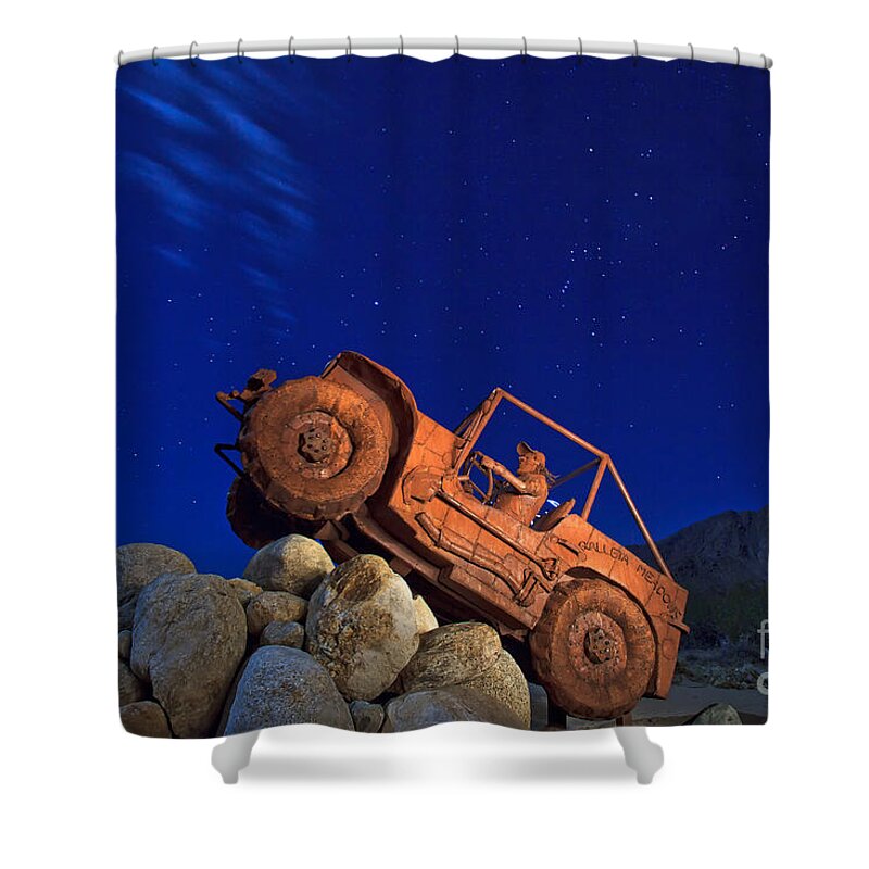 Galleta Meadows Shower Curtain featuring the photograph Jeep Adventures under the Night Sky in Borrego Springs by Sam Antonio