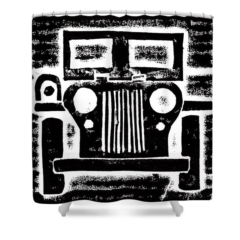 Jeep Shower Curtain featuring the mixed media Jeep by Jame Hayes