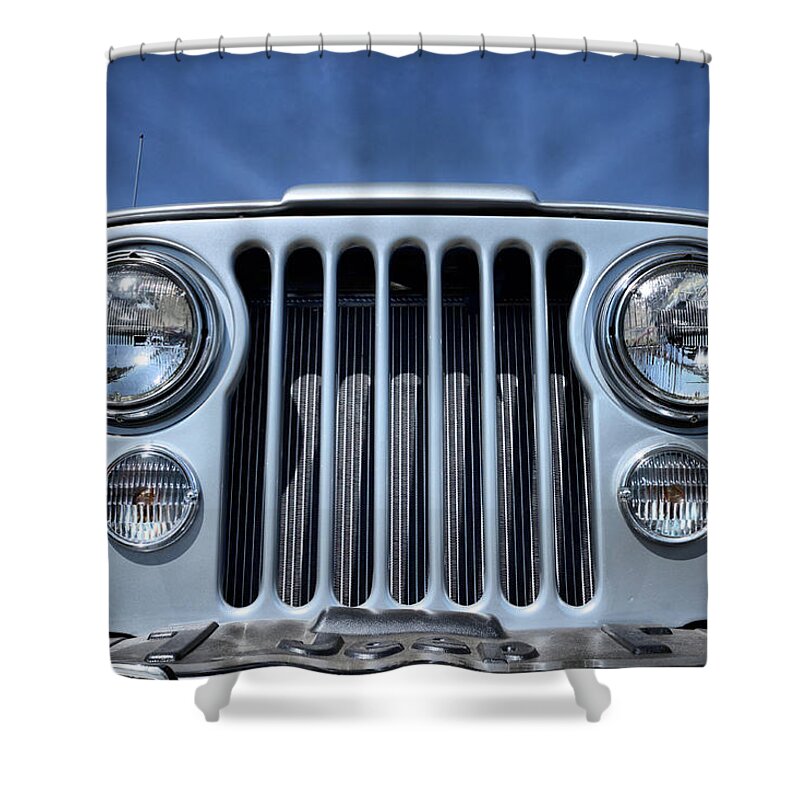 Jeep Shower Curtain featuring the photograph Jeep Life - Blue Sky CJ by Luke Moore