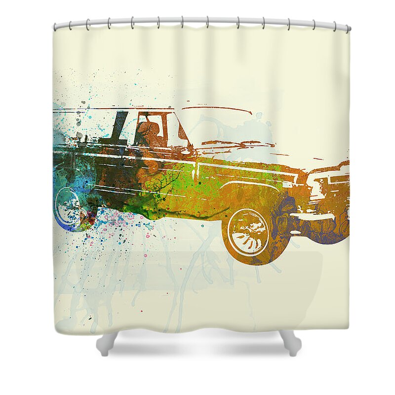 Jeep Wagoneer Shower Curtain featuring the painting Jeep Wagoneer by Naxart Studio
