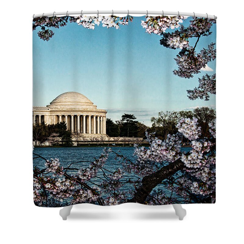 Memorial Shower Curtain featuring the photograph Jefferson Memorial In Spring by Christopher Holmes