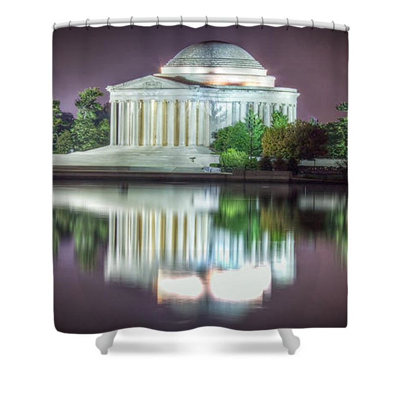 Hdr Shower Curtain featuring the photograph Jefferson Memorial, Night by Ross Henton