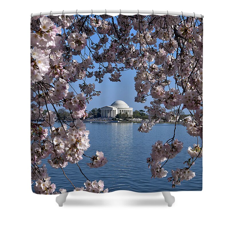 Washington D.c. Shower Curtain featuring the photograph Jefferson Memorial on the Tidal Basin DS051 by Gerry Gantt