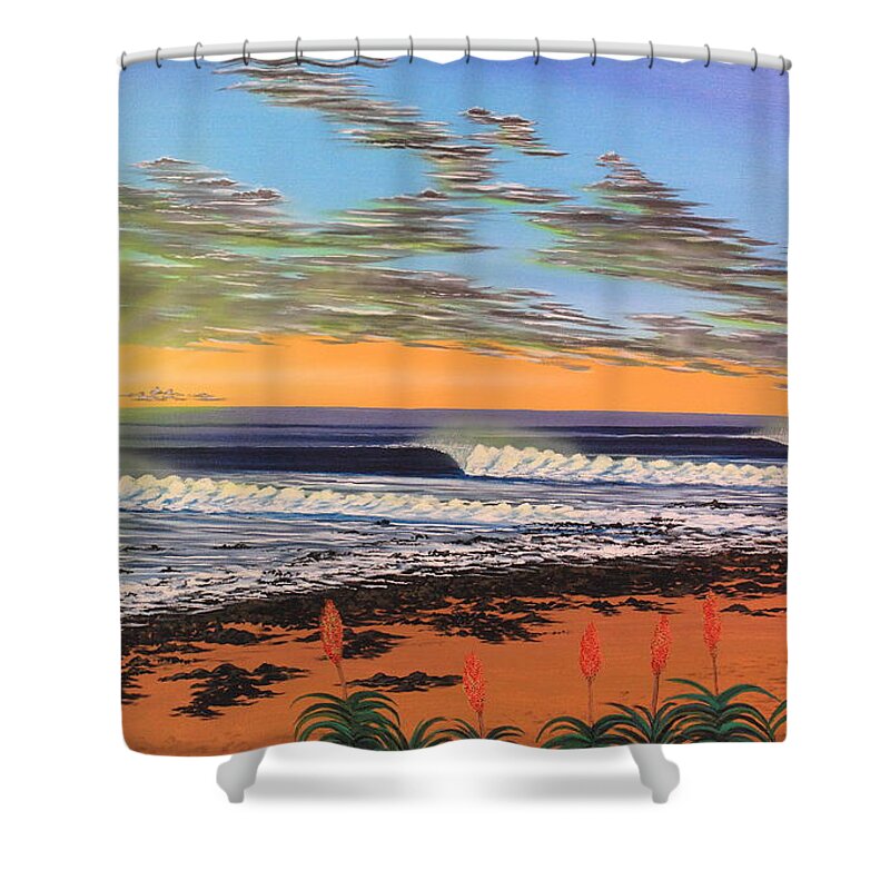Surf Shower Curtain featuring the painting Jeffreys Bay South Africa by Marty Calabrese