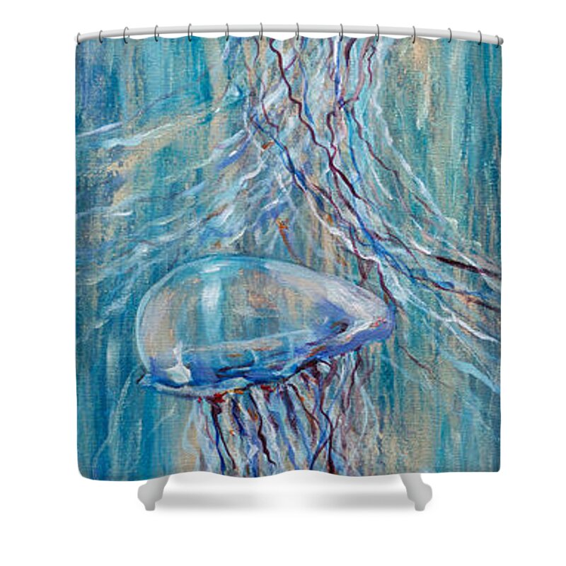 Water Shower Curtain featuring the painting Jelli Blues by Linda Olsen