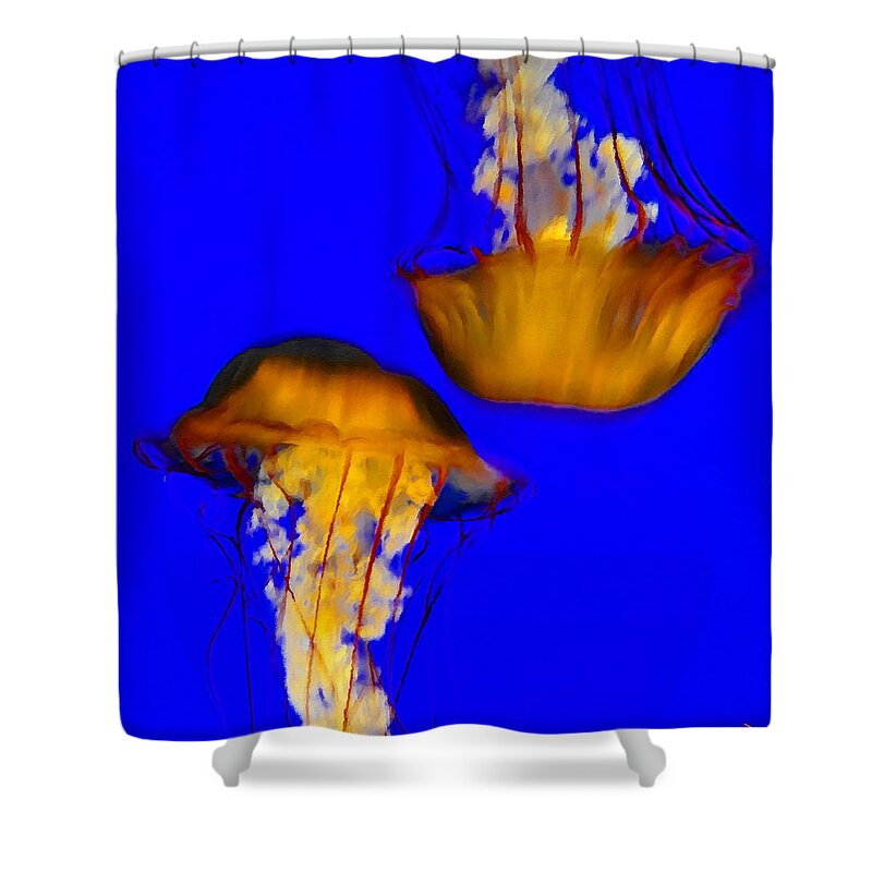 Jelly Love. Jellyfish Shower Curtain featuring the painting Jelly Love by David Lee Thompson
