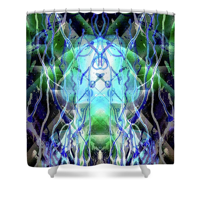 Jelly Shower Curtain featuring the painting Jelly Weed Collective by Leigh Odom