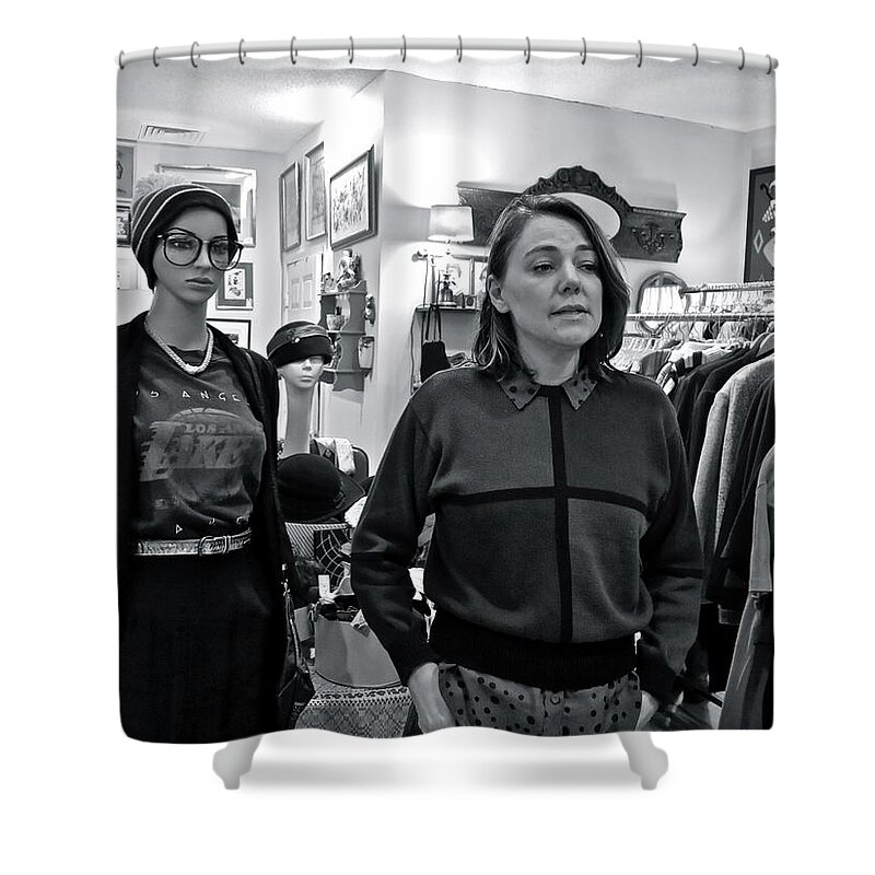 Black & White Shower Curtain featuring the photograph Jenny by Mike Reilly