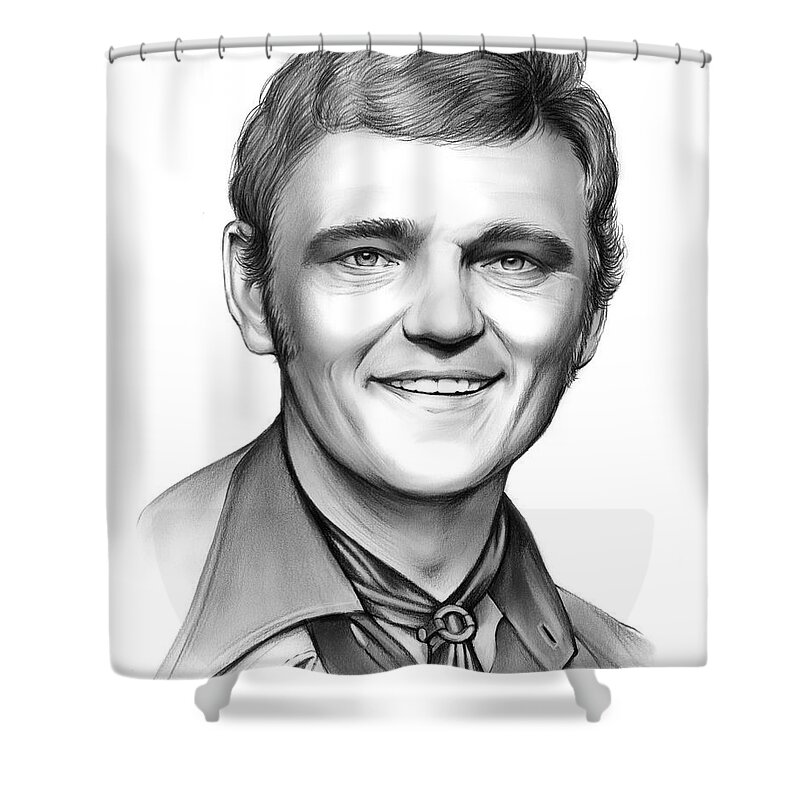 Jerry Reed Shower Curtain featuring the drawing Jerry Reed by Greg Joens