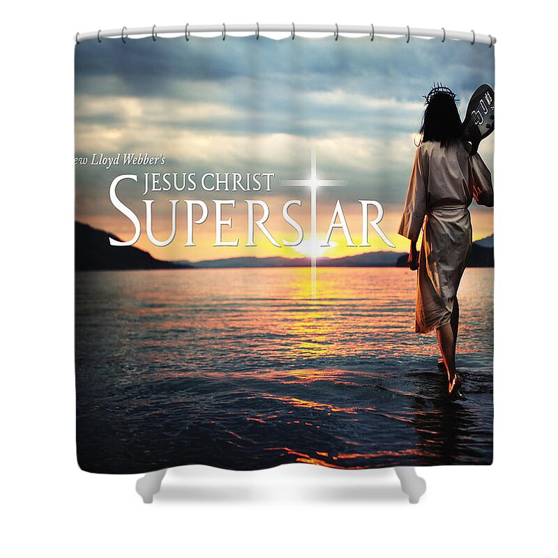 Jesus Christ Superstar Shower Curtain featuring the digital art Jesus Christ Superstar by Super Lovely
