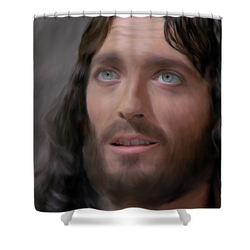  Shower Curtain featuring the painting Jesus of Nazareth by Jack Bunds