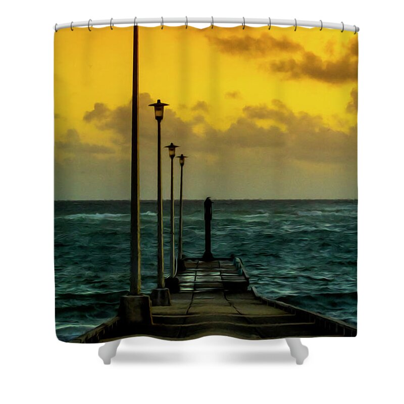 Jetty Shower Curtain featuring the photograph Jetty at sunrise by Stuart Manning