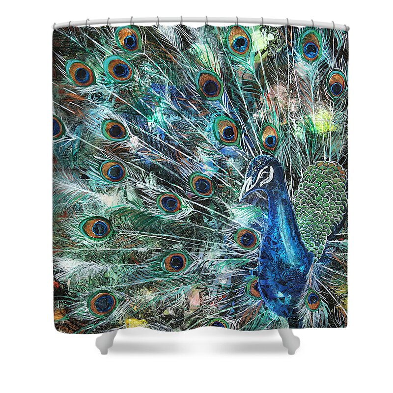 Peacock Shower Curtain featuring the painting Jeweled by Patricia Allingham Carlson