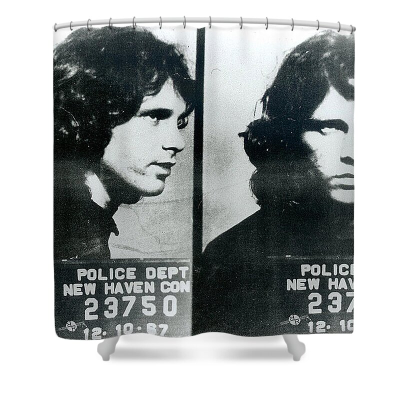 Jim Morrison Shower Curtain featuring the photograph Jim Morrison Mug Shot Horizontal by Tony Rubino