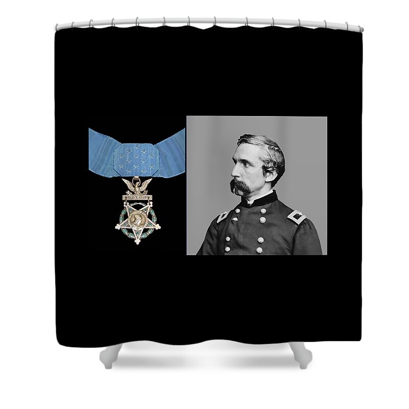 General Chamberlain Shower Curtain featuring the painting J.L. Chamberlain and The Medal of Honor by War Is Hell Store