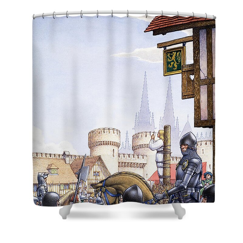 Joan Of Arc Shower Curtain featuring the painting Joan of Arc burned at the stake by Pat Nicolle