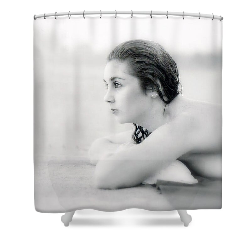 Woman Shower Curtain featuring the photograph Joanie - At The Beach by DArcy Evans