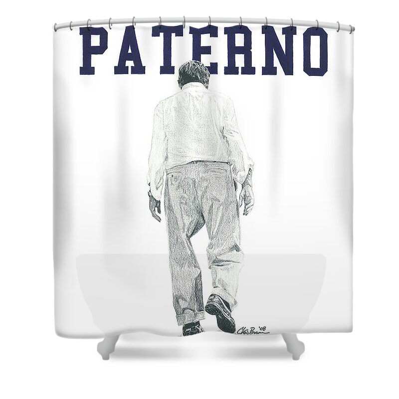 Joe Paterno Shower Curtain featuring the drawing Joe Paterno by Chris Brown