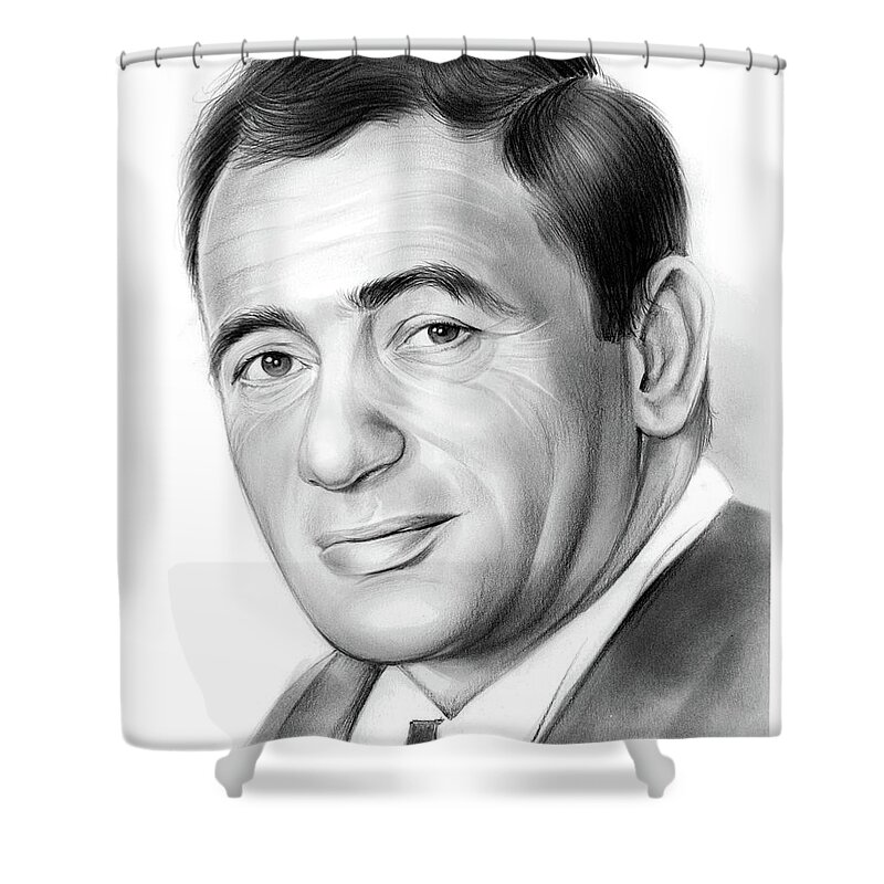 Joey Bishop Shower Curtain featuring the drawing Joey Bishop by Greg Joens