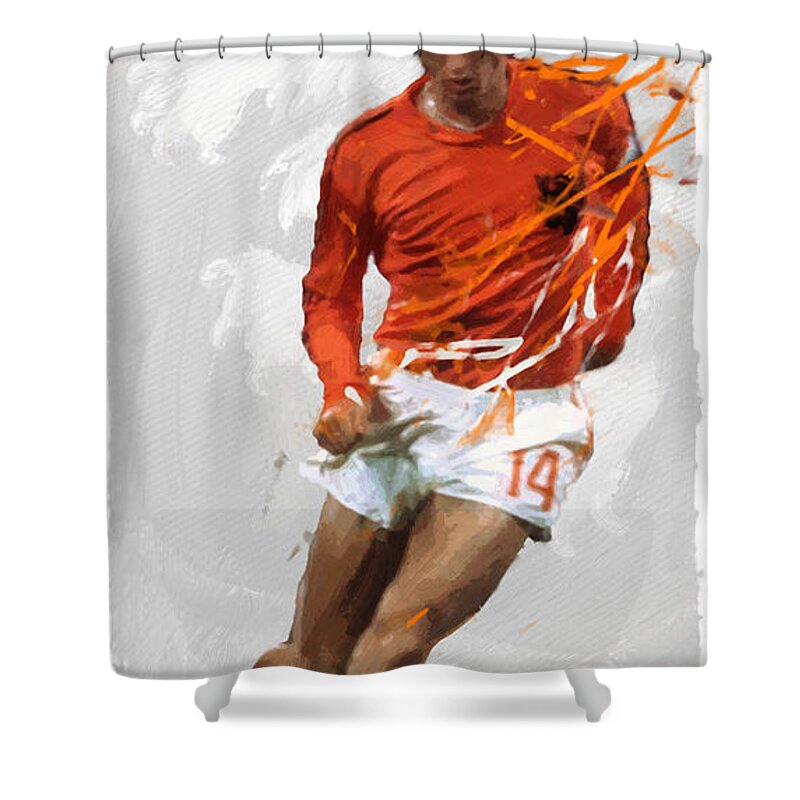 Johan Cruyff Shower Curtain featuring the digital art Johan Cruyff by Afterdarkness