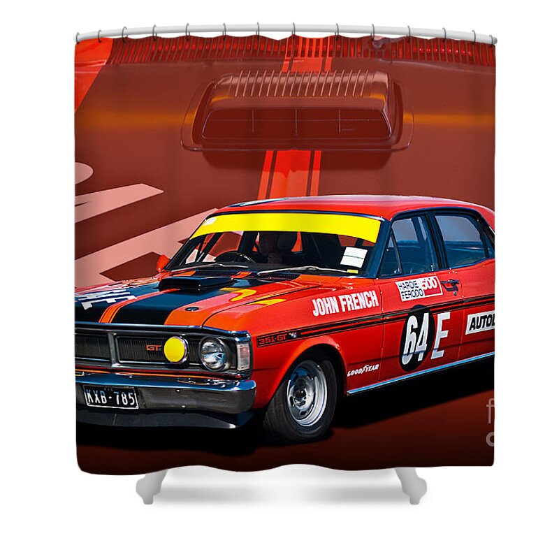 French Shower Curtain featuring the photograph John French XY Falcon 351 GTHO by Stuart Row