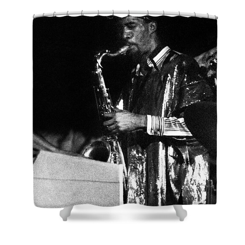 Sun Ra Arkestra At The Red Garter 1970 Nyc Shower Curtain featuring the photograph John Gilmore by Lee Santa