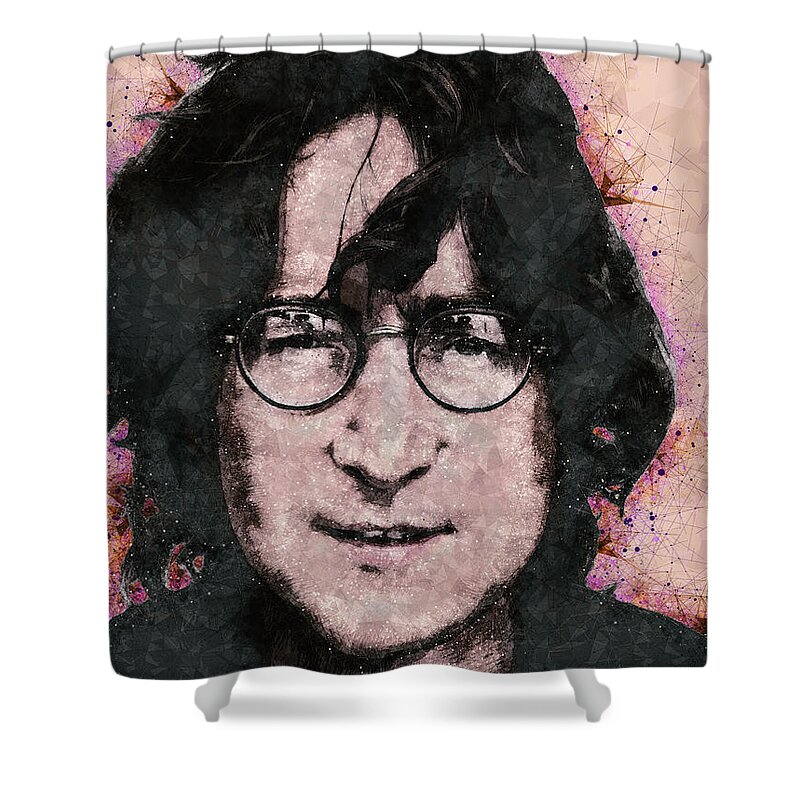 John Lennon Shower Curtain featuring the mixed media John Lennon Portrait by Studio Grafiikka