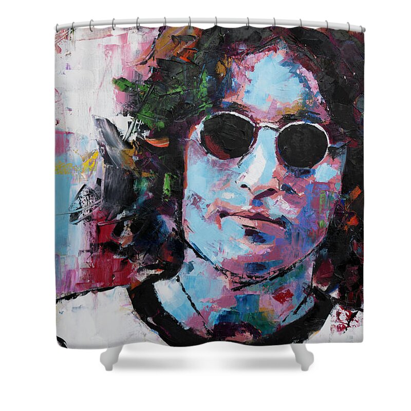 John Shower Curtain featuring the painting John Lennon by Richard Day