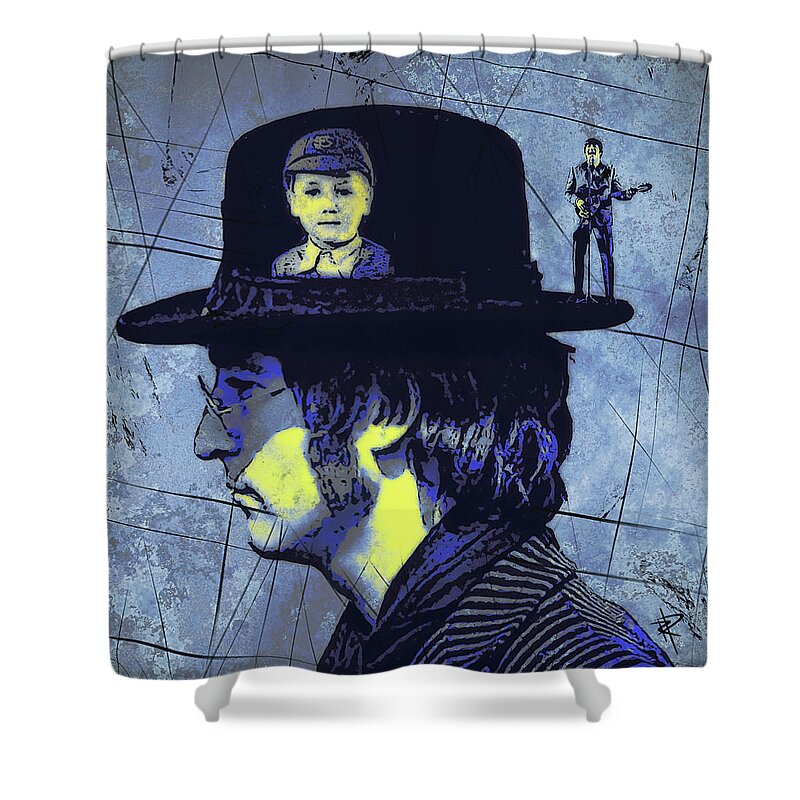 Portrait Shower Curtain featuring the digital art John Lennon by Russell Pierce