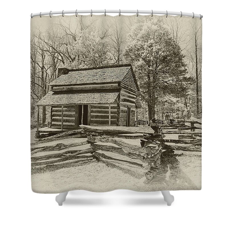 Cabin Shower Curtain featuring the photograph John Olivers Place by Jim Cook