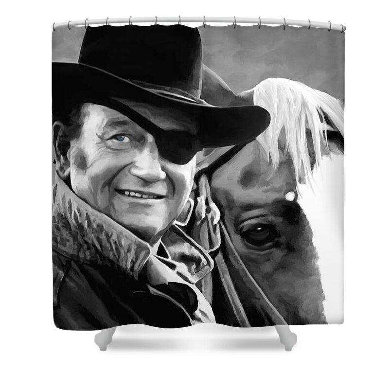 John Wayne Shower Curtain featuring the mixed media John Wayne @ True Grit #1 by Gabriel T Toro