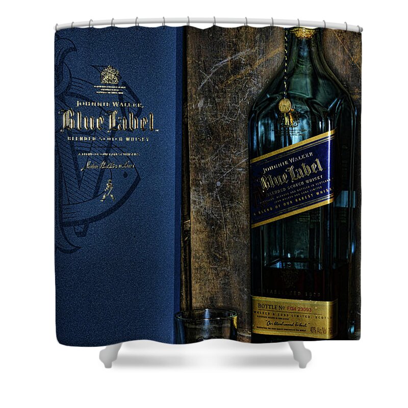 Paul Ward Shower Curtain featuring the photograph Johnny Walker Blue Label Whisky by Paul Ward
