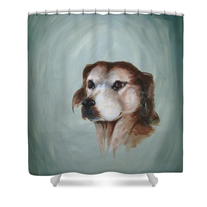 Buddy Shower Curtain featuring the painting John's Buddy by Patricia Kanzler