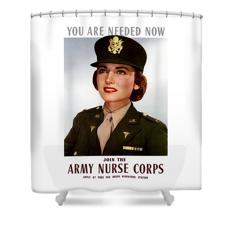Nursing Shower Curtain featuring the painting Join The Army Nurse Corps by War Is Hell Store
