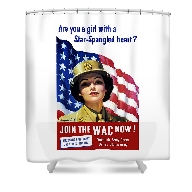 Wac Shower Curtain featuring the painting Join The WAC Now - World War Two by War Is Hell Store