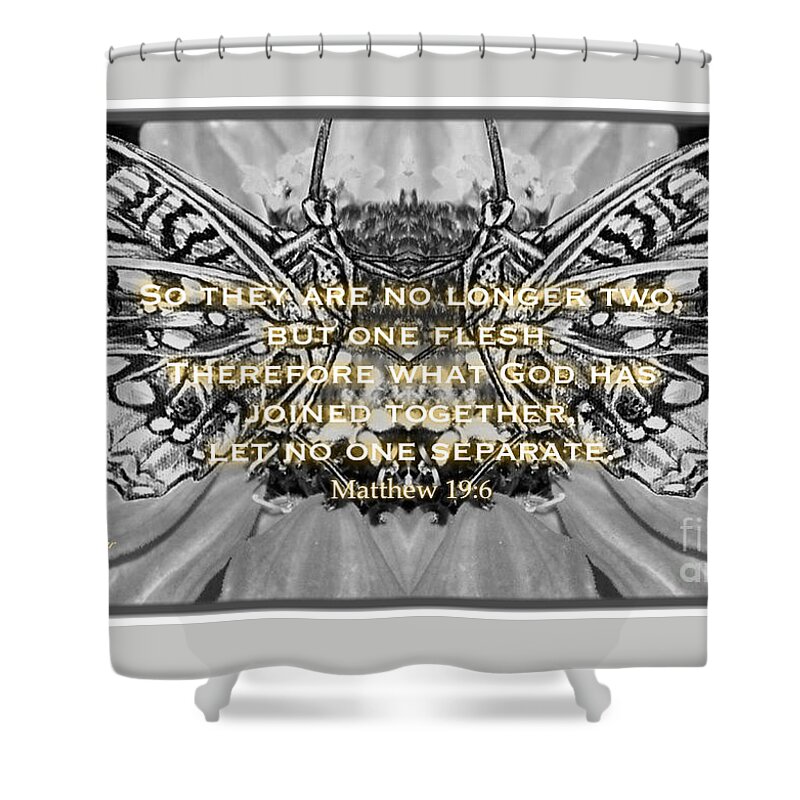 Two Fritillary Butterflies Joined Romantic Work Wedding Anniversary Butterfly Works Mixed Media Shower Curtain featuring the painting Joined Together in an Eternal Dance of Life by Kimberlee Baxter