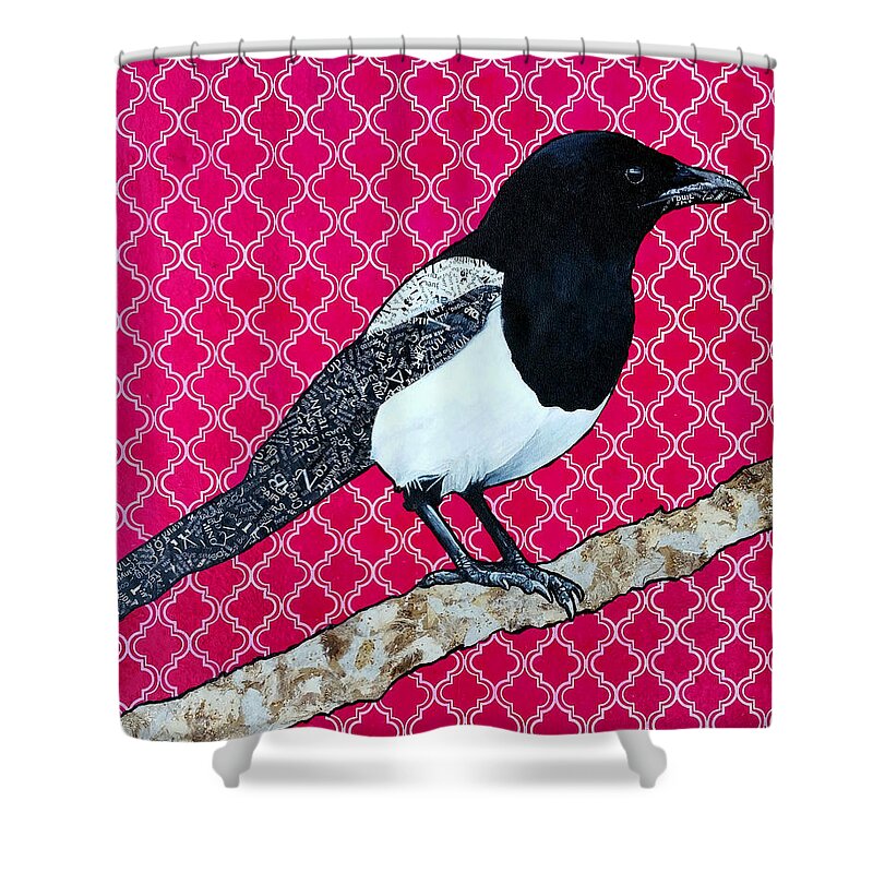 Magpie Shower Curtain featuring the painting Jordan by Jacqueline Bevan