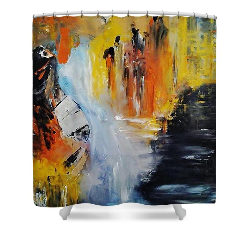 Impressionist Shower Curtain featuring the painting Jordan River by Kelly M Turner