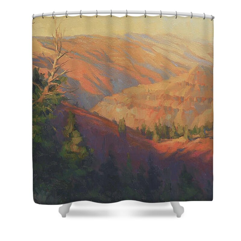 Canyon Shower Curtain featuring the painting Joseph Canyon by Steve Henderson