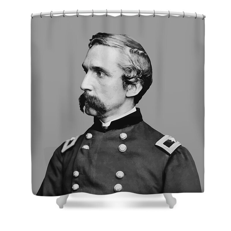 General Chamberlain Shower Curtain featuring the painting Joshua Lawrence Chamberlain by War Is Hell Store