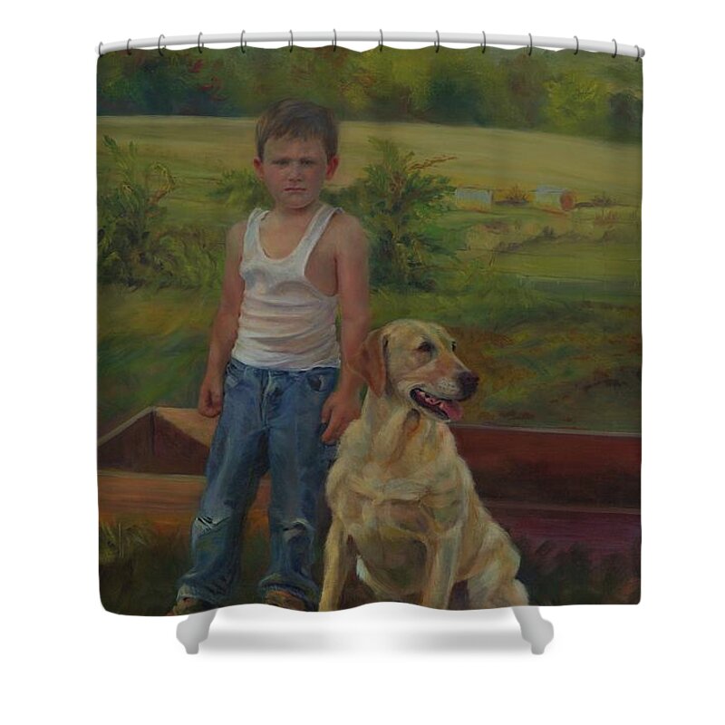 Landscape Shower Curtain featuring the painting Joshua's View by Susan Hensel