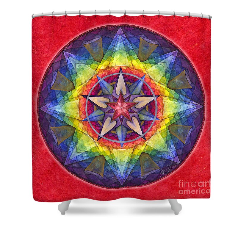 Mandala Shower Curtain featuring the painting Joy Mandala by Jo Thomas Blaine