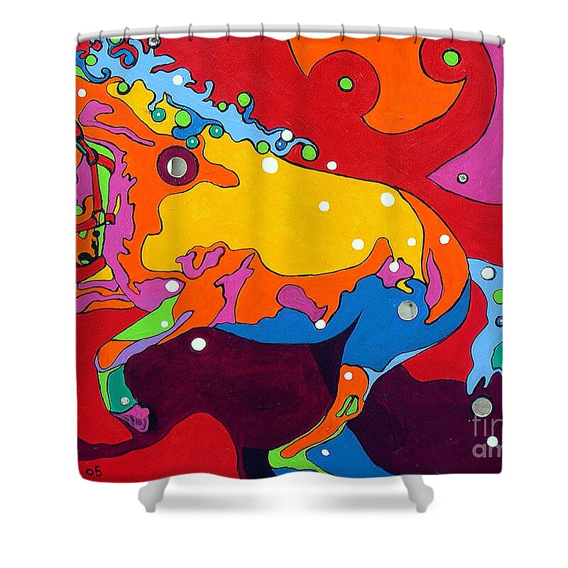 Pop Art Shower Curtain featuring the painting Juliets Dance by Alison Caltrider